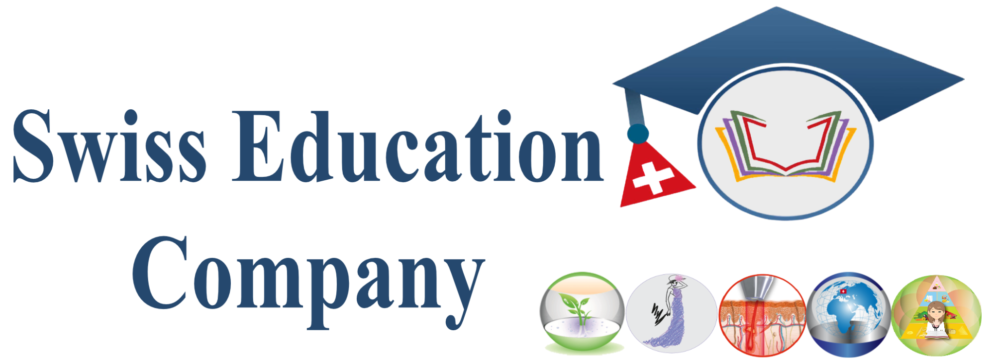 Logo der Swiss Education Company mit Lernsymbolen